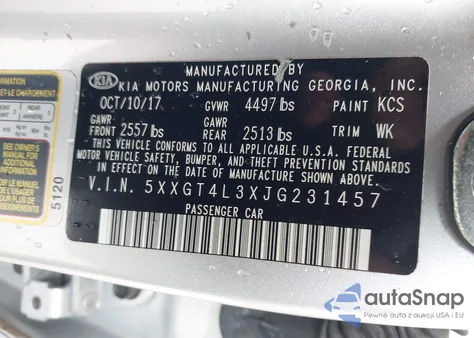 2018 Kia Optima Lx from USA, damaged, VIN 5XXGT4L3XJG231457